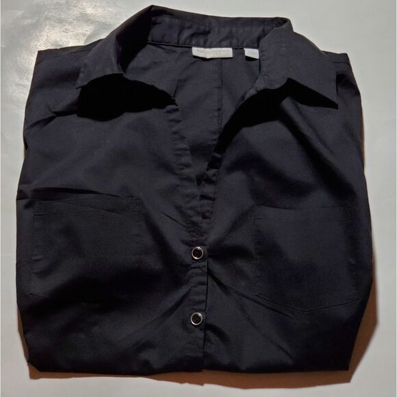 New York & Company Tops - New York & Company black short sleeve button shirt